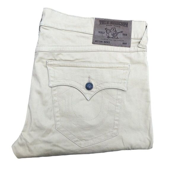 True Religion Jeans Size 40 RICKY Beige Soft Pants - Picture 1 of 7